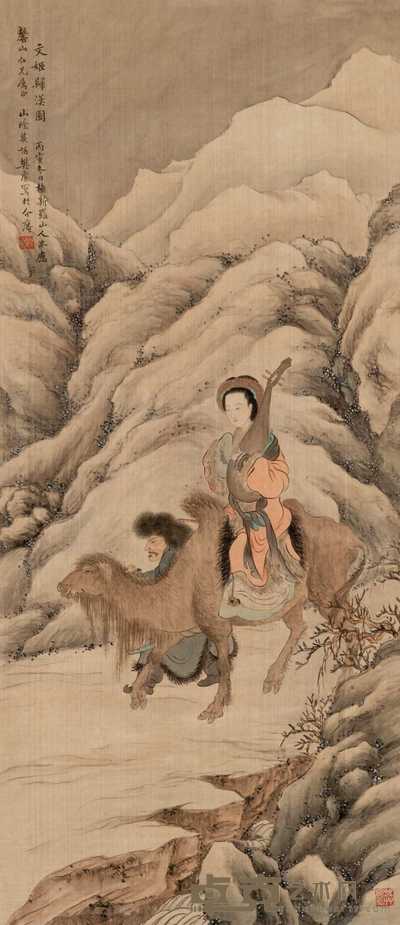樊虚 1926年作 文姬归汉图 立轴 92×40cm